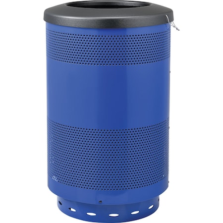 Global Industrial Round Outdoor Can, Blue, Steel 641314BL
